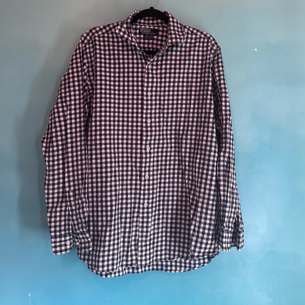 Ralph Lauren Blue and White Checkered Shirt